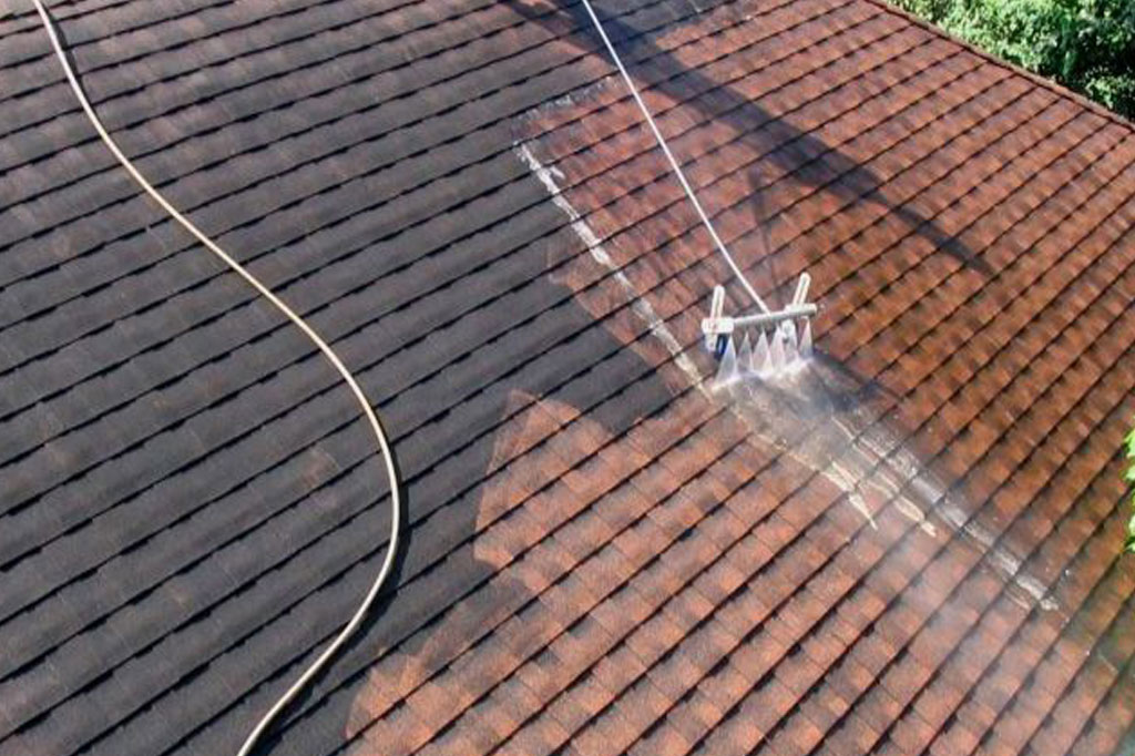 A Roof Being Cleaned