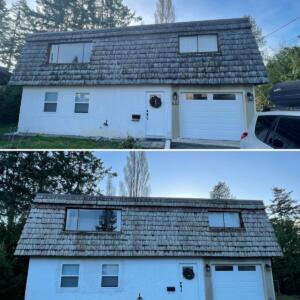 Before And After Cleaning a Dirty Roof