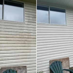Before and After Soft Washing a House