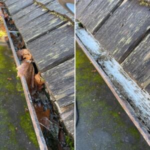 Before and After Removing Debris From Gutters
