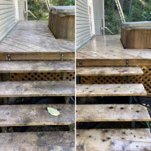 Before And After Cleaning a Deck